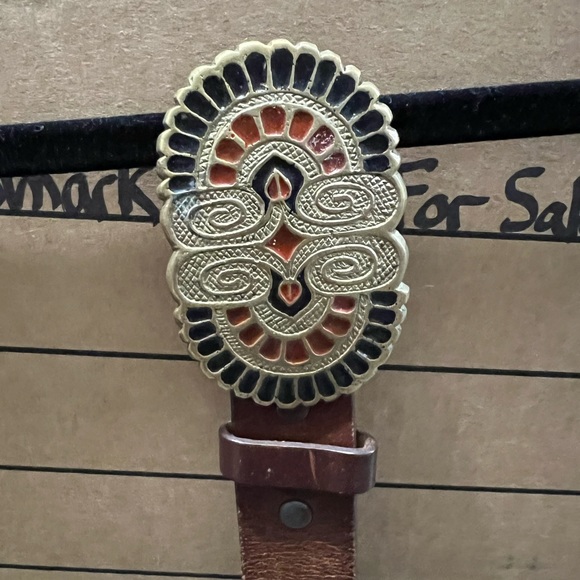 Vtg Cowboy Brown Leather Belt - Picture 2 of 2